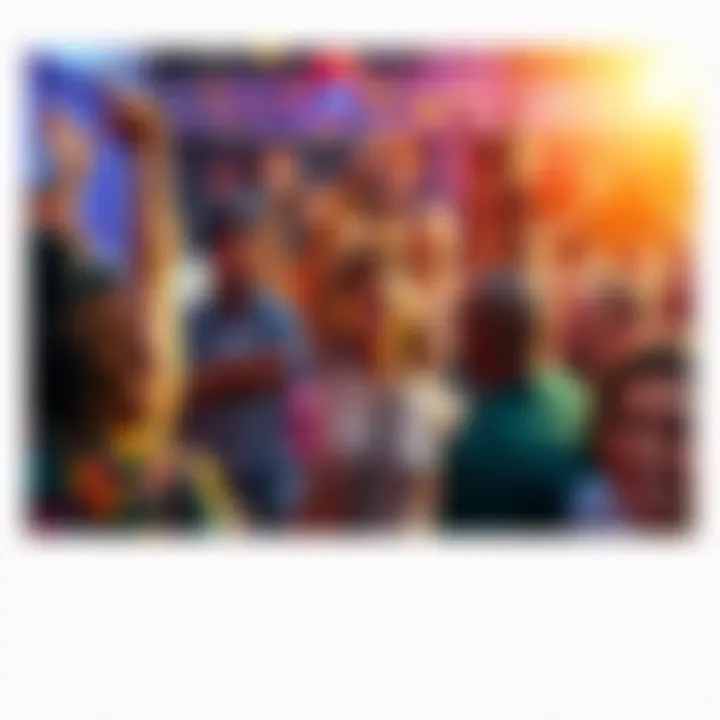 People Celebrating Excitement A group of diverse people joyfully celebrating, showing enthusiasm and connection in a lively setting.