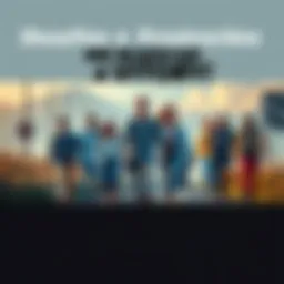 People facing challenges on a path to victory A group of diverse individuals looking determined while walking on a road with obstacles, symbolizing the struggle for success