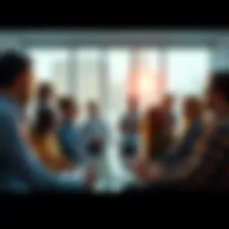 A diverse group of people discussing ideas in a bright room, symbolizing collaboration and innovation for a better future.