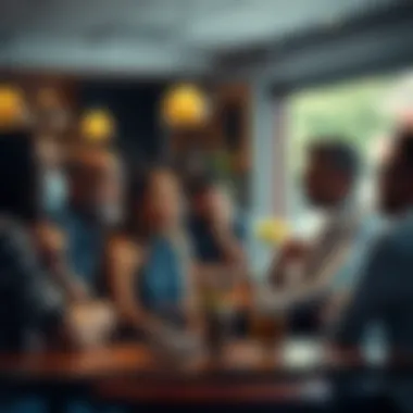 A group of people discussing various opinions in a cafe, highlighting different perspectives on communication and truth.