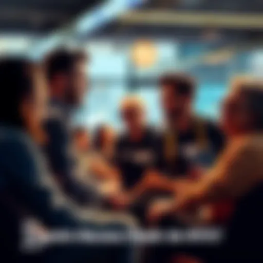 A group of people sharing their experiences about receiving money from WVS investments in a casual setting