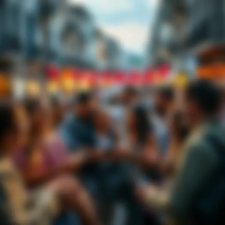 A diverse group of people chatting excitedly about the new crossword