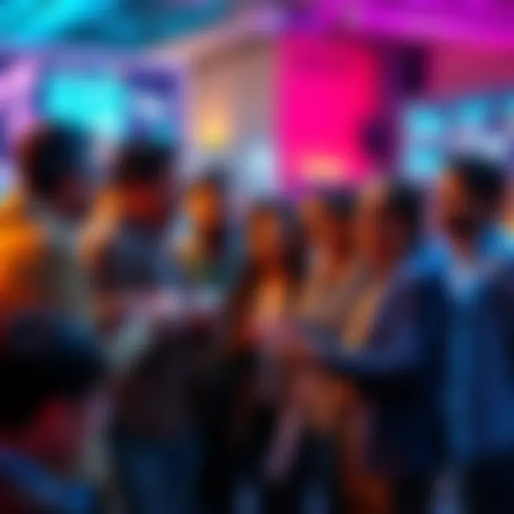 A diverse group of people eagerly discussing current events and sharing information