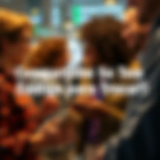 A group of people sharing codes and information, smiling and engaging in conversation.