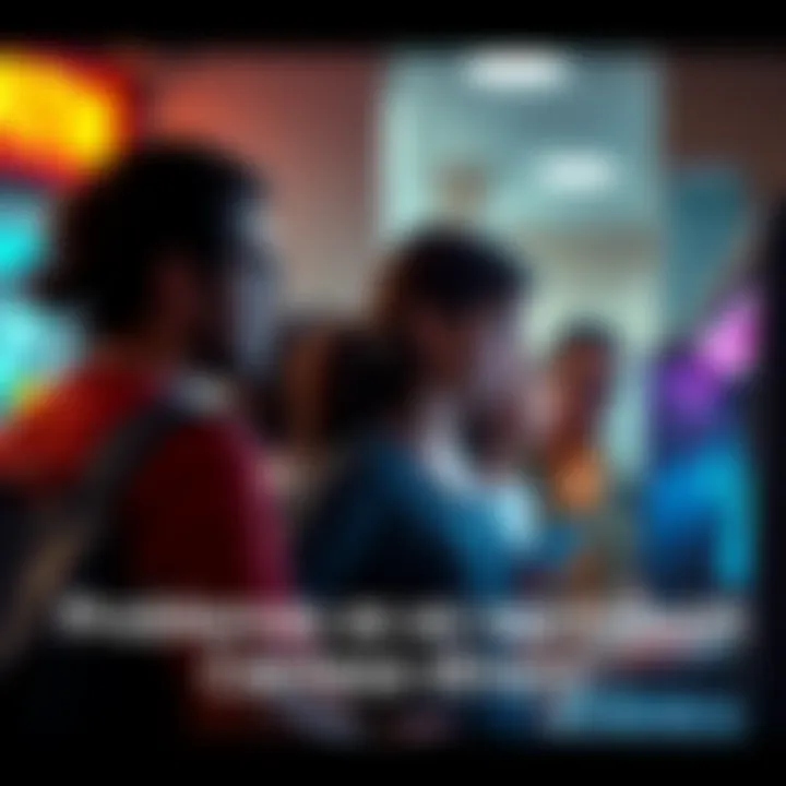 A group of people looking frustrated at an ATM after unsuccessful cash withdrawal attempts