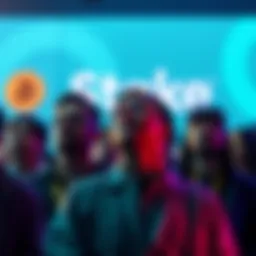 A group of people looking frustrated while leaving a digital platform, with a logo symbolizing Stake in the background and a newer option like Rainbet visible near them.