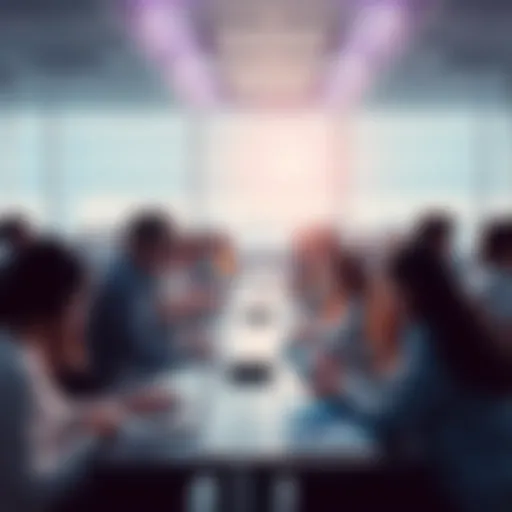 A diverse group of people using innovative technology and tools in a bright, modern setting