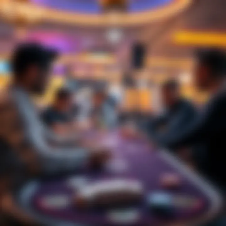 Group of people engaged in a lively blackjack game at a casino table