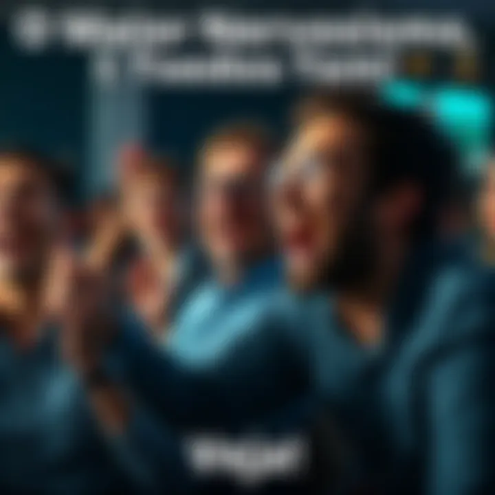 A group of people laughing and showing nervous excitement during a tense situation