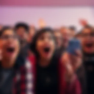 A group of people expressing surprise and excitement using the phrase OMG on social media