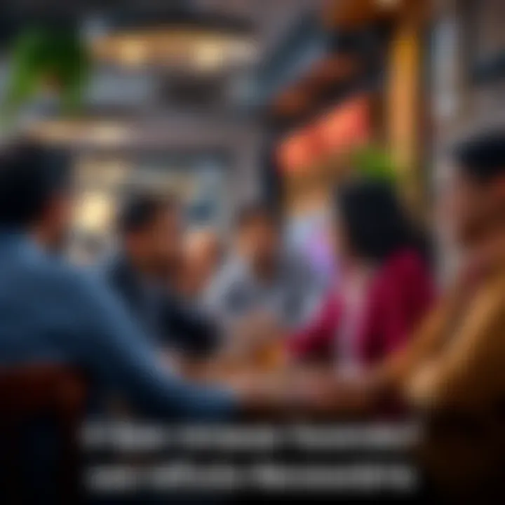 A group of diverse people engaged in conversations, sharing thoughts about their daily routines and choices, sitting in a cozy café setting.