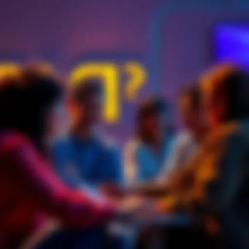 Group of people discussing their experiences facing challenges, sharing stories and support