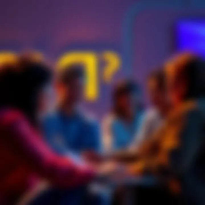 Group of people discussing their experiences facing challenges, sharing stories and support