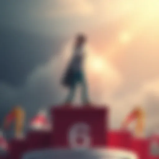An individual standing on a podium with a trophy, symbolizing success and excellence in life.