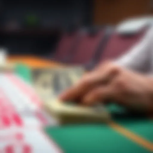 A close-up of a hand placing a $1 bill on a betting table, representing a hopeful wager on a Hail Mary bet