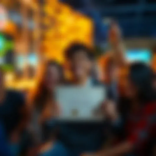 Individual smiling and holding a certificate of achievement after overcoming gaming addiction, surrounded by supportive friends.