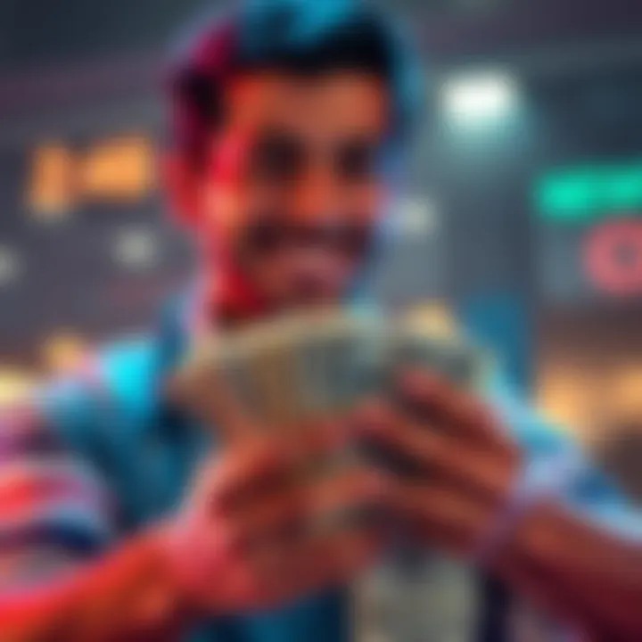 A person counting stacks of cash with a smile, symbolizing financial success in a short time.