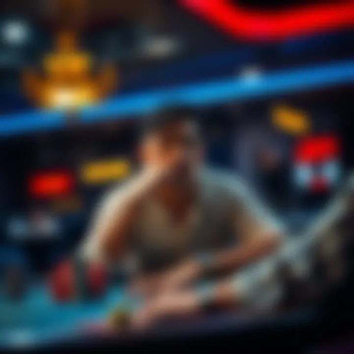 A person looks thoughtfully at a betting table, representing the internal struggle before placing a bet.