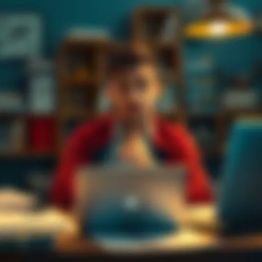 A person sitting at a desk with a puzzled expression, surrounded by papers and a laptop, symbolizing confusion and seeking clarity.