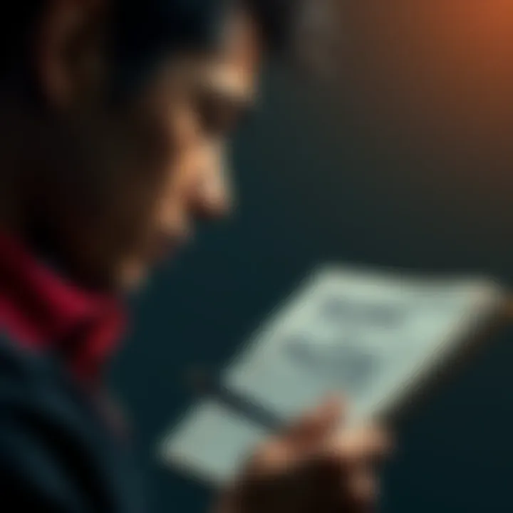 A person with a thoughtful expression, looking at a notepad with ideas and positive affirmations written on it, symbolizing the journey from frustration to motivation.