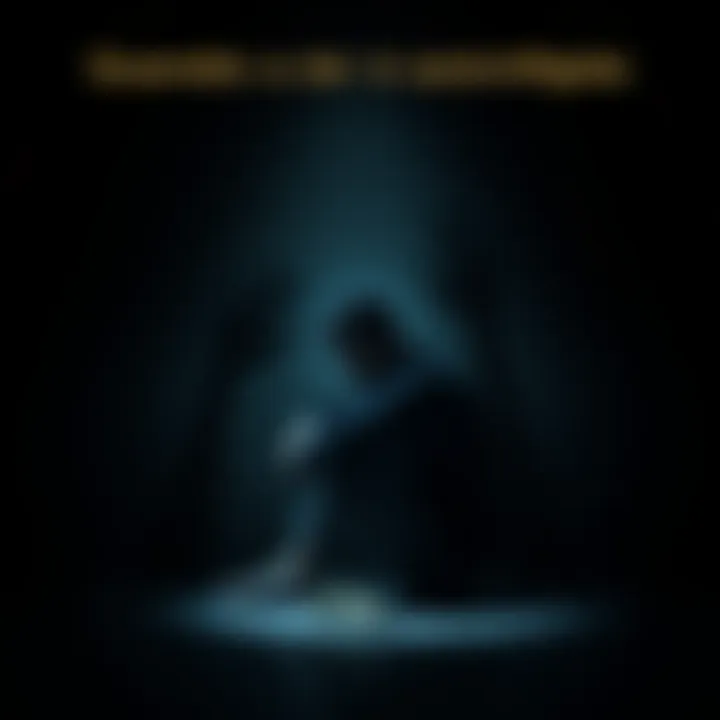 Individual sitting alone, looking thoughtful and contemplative while surrounded by shadows, symbolizing emotional struggle and self-inflicted pain.