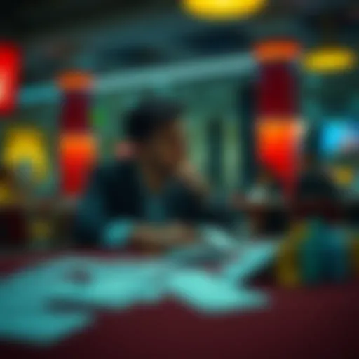 A person sitting at a table with empty betting slips, looking thoughtful as they consider their decision to stop betting for the year.