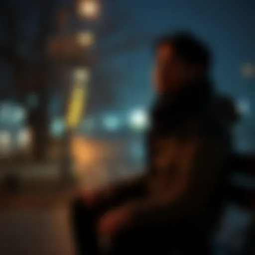 A person sitting on a bench, looking contemplative, symbolizing the feeling of being one step behind in life.