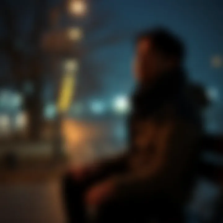 A person sitting on a bench, looking contemplative, symbolizing the feeling of being one step behind in life.