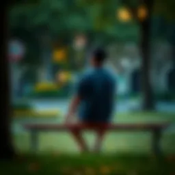 A person sitting on a park bench, looking contemplative while surrounded by nature, symbolizing emotional healing.