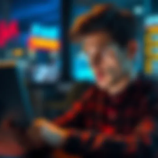 An individual looking frustrated while browsing forums for ways to make money, showing a sense of urgency and hope for financial change.