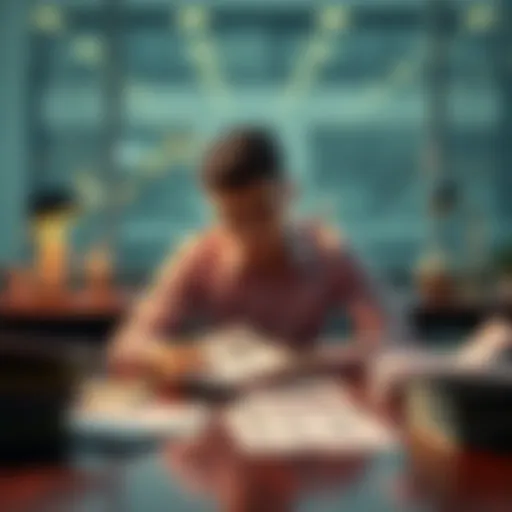 A person sitting at a table with a calculator and papers, contemplating a large upfront payment, looking thoughtful.