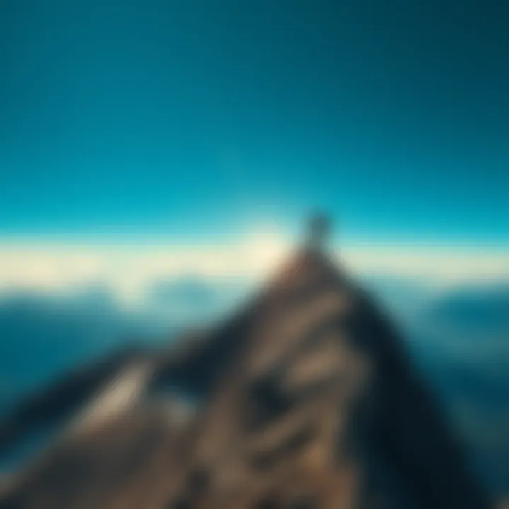 A person climbing a steep mountain, symbolizing overcoming challenges and staying motivated.