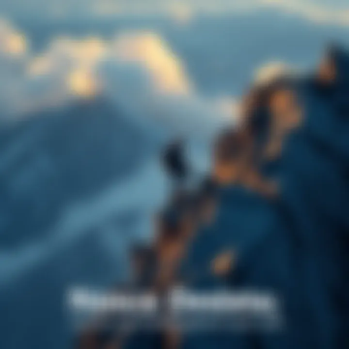 Person climbing a mountain A determined person climbing a steep mountain, symbolizing perseverance and strength in the face of challenges.