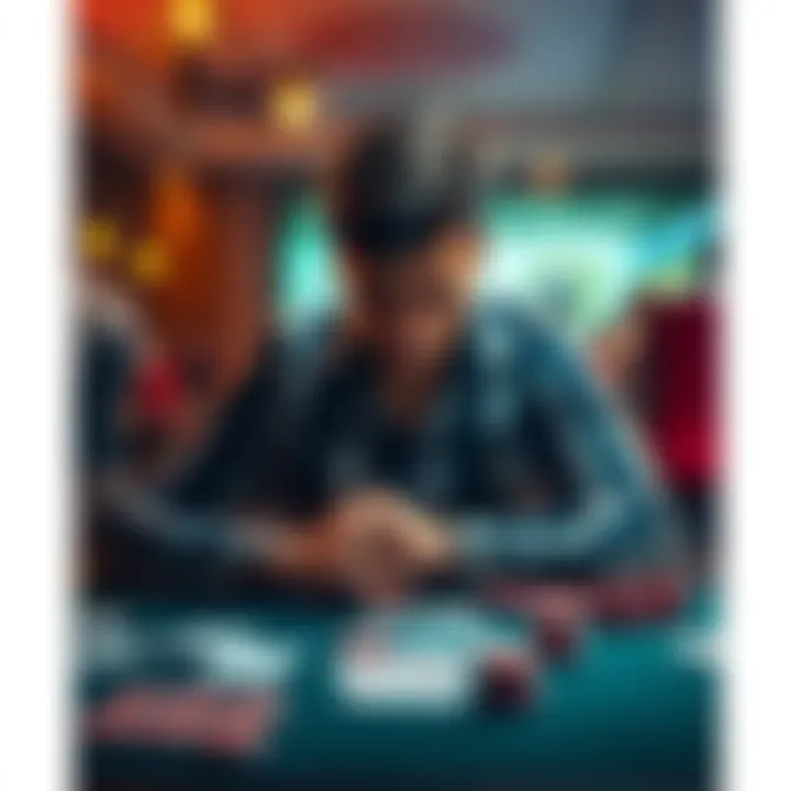Individual sitting at a table with playing cards and chips, looking troubled and deep in thought about gambling choices
