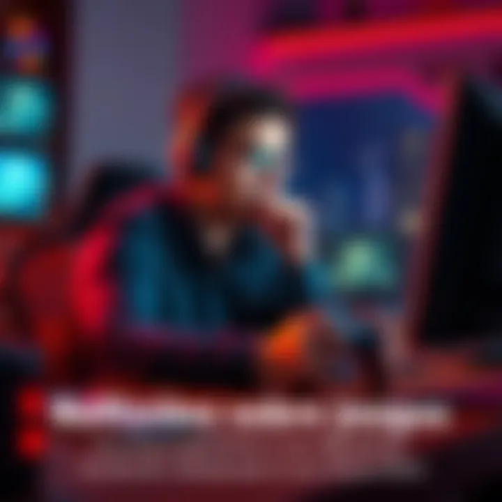 A person sits at a desk, deep in thought, with a game controller in hand and a concerned expression, symbolizing the struggle between gaming enjoyment and responsibility.