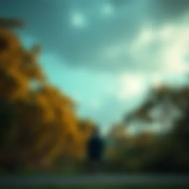 A person sitting on a bench looking thoughtful, surrounded by trees and a cloudy sky, reflecting on life's questions