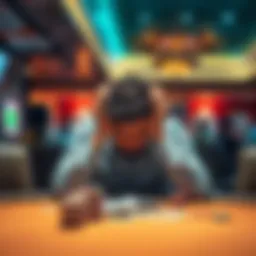 A person sitting at a table with their head in their hands, showing signs of emotional distress after gambling loss.