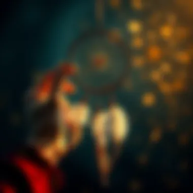 A person gently holds a dream catcher, symbolizing hope and the pursuit of dreams.