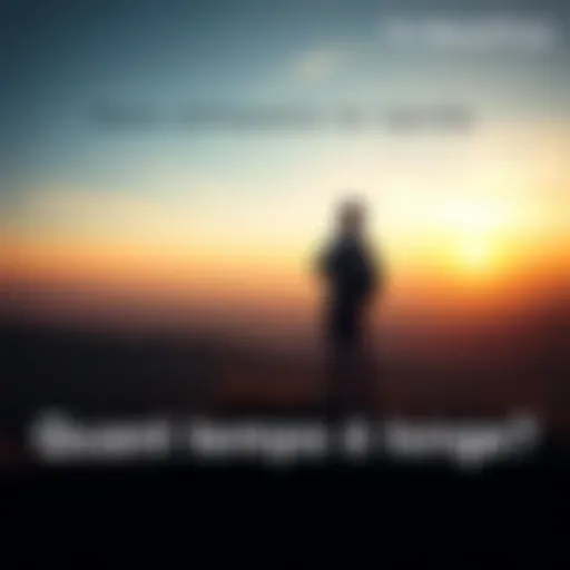 A person stands on a hilltop, gazing at the horizon with a thoughtful expression, symbolizing the perception of distance and time.