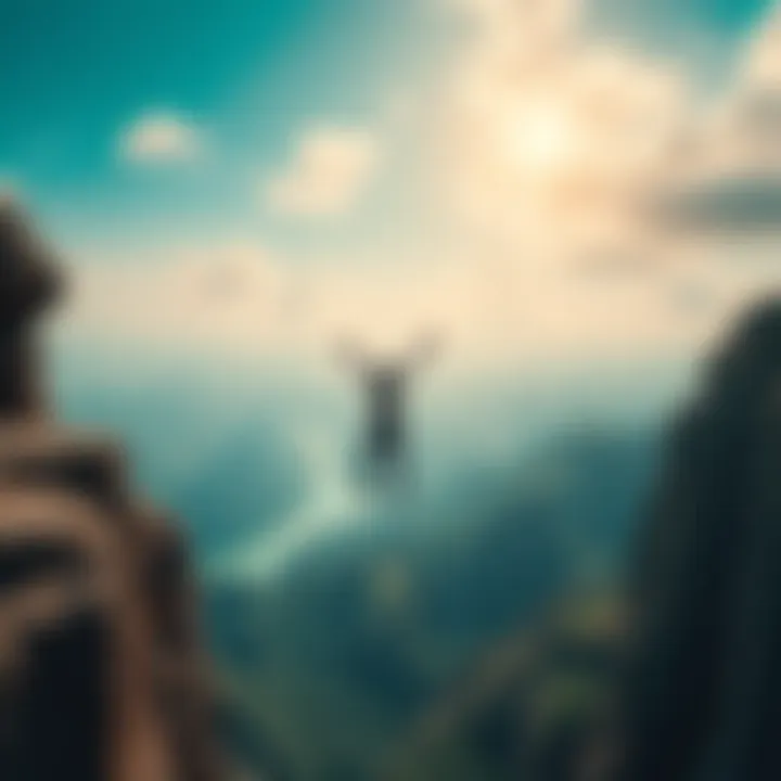 A person stands at the edge of a cliff ready to jump, symbolizing taking risks in life.