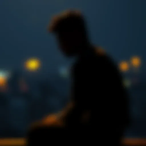 Individual sitting alone, deep in thought, symbolizing the struggle between giving up and moving forward after a significant financial loss.