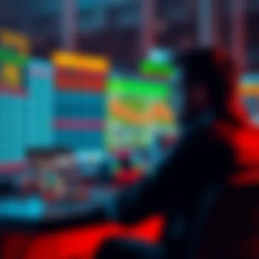 A person sitting at a desk with a laptop, looking at sports betting odds and statistics on the screen.