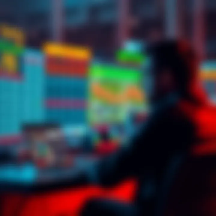 A person sitting at a desk with a laptop, looking at sports betting odds and statistics on the screen.