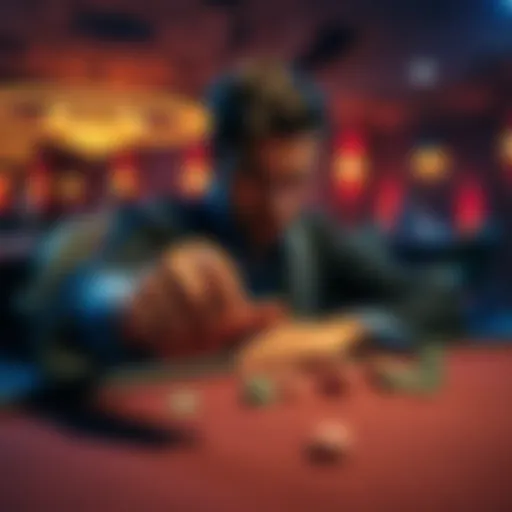 A person sitting at a table, looking focused and determined as they push away gambling chips, symbolizing the desire to control gambling habits.