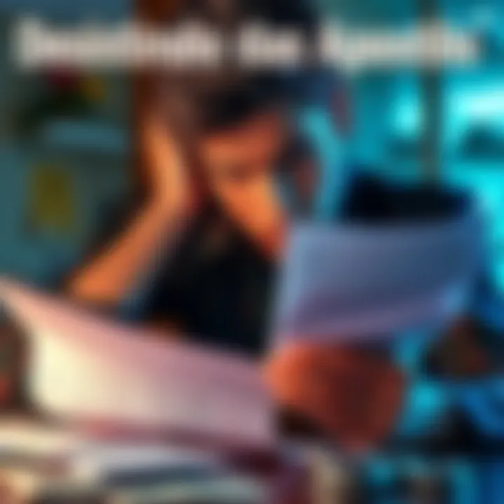 A person looking stressed while reviewing financial documents and bills, symbolizing the consequences of gambling losses