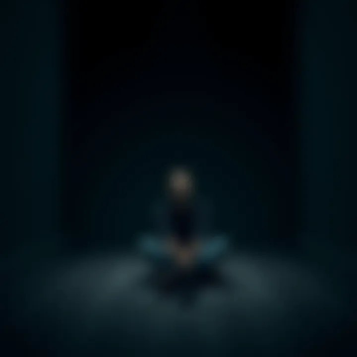 A person with a worried expression sits on the floor of a dimly lit room, symbolizing feelings of despair and mental health struggles.