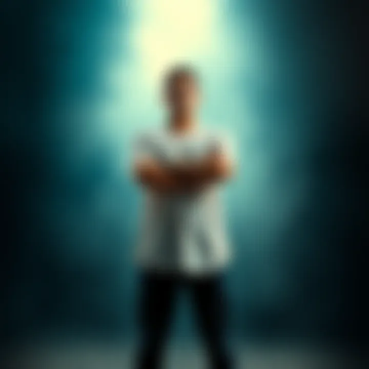 Person standing strong A person confidently standing with arms crossed, symbolizing strength and integrity in life.