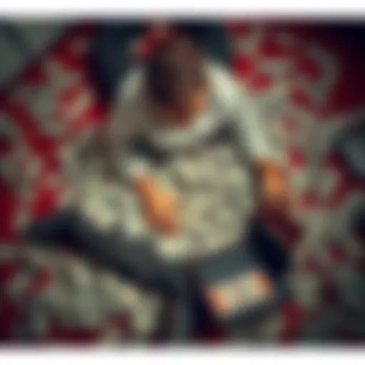 Individual sitting on the floor with scattered bills and an empty wallet, showing signs of stress and frustration over financial struggles.
