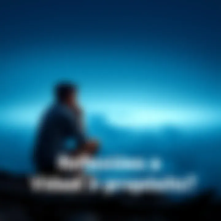 A thoughtful person sitting alone, contemplating life's purpose with a serene background