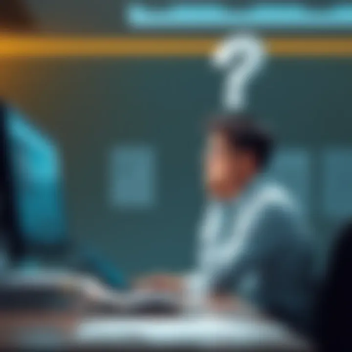 A person sitting at a desk, deep in thought, with a question mark above their head, pondering the meaning of a phrase.